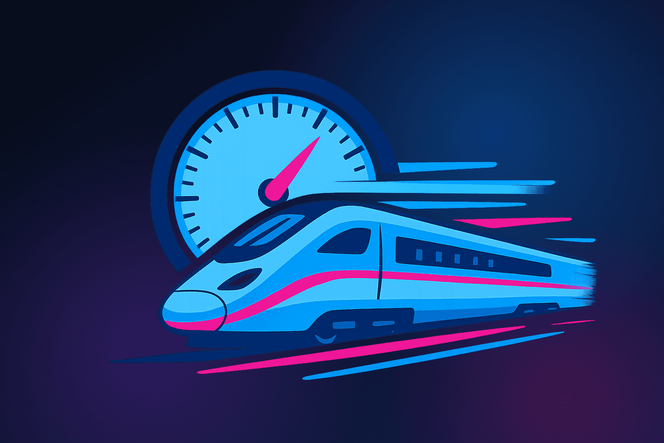 Modern Indian semi-high-speed train with a speedometer, illustrating train speed testing in India